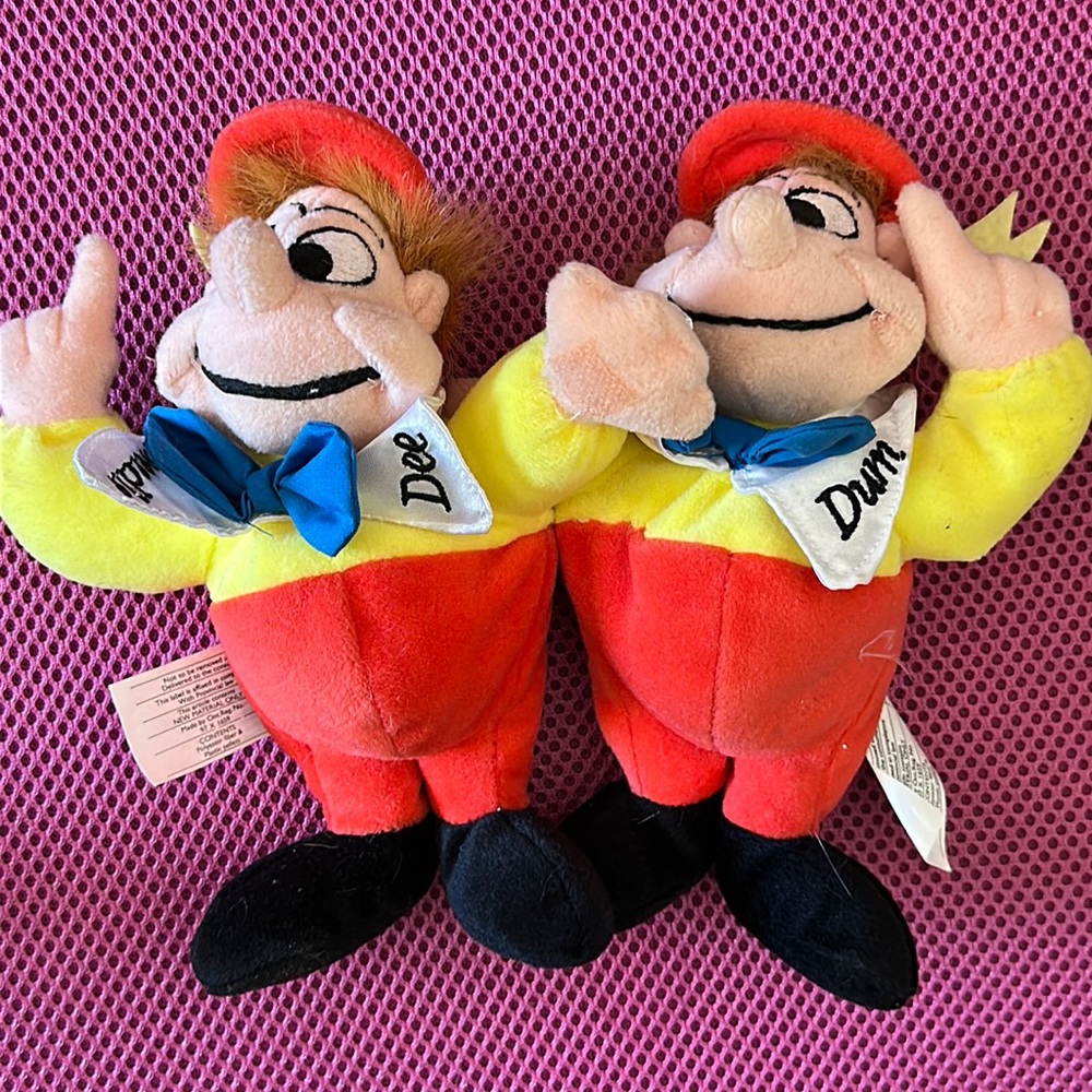 Vintage Disney Tweedle Dee and Tweedle Dum Disney store plush